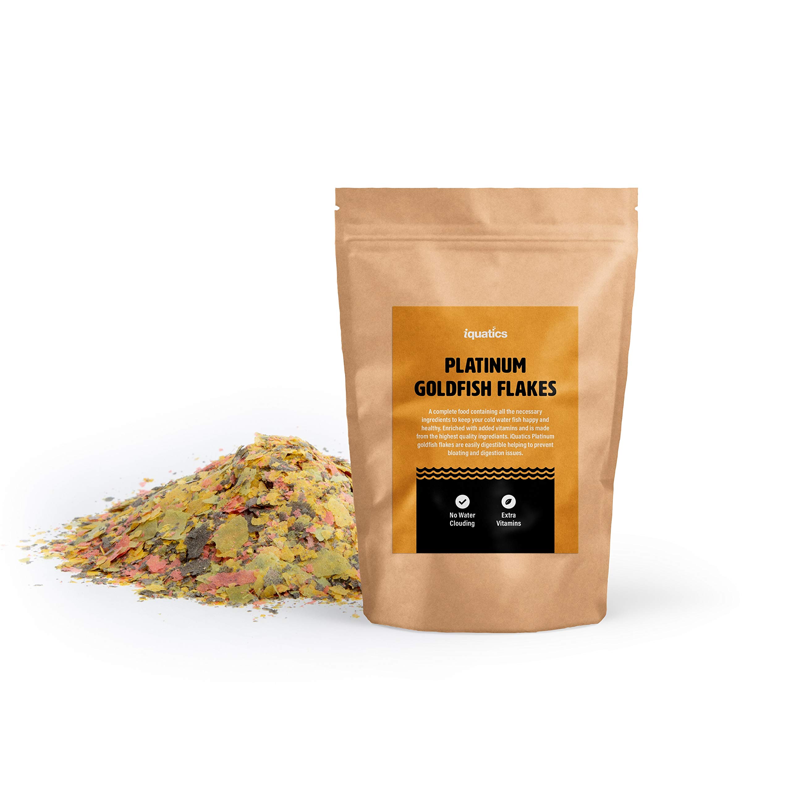 iQuatics Platinum Complete Nutrition Goldfish Food Flakes For all Cold Water Fish with Added Vitamins & Minerals - 15G