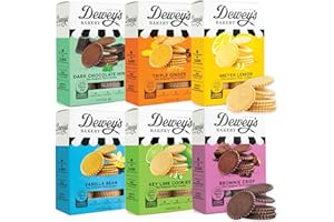 NEW! Dewey's Bakery Complete Cookie Collection | Meyer Lemon, Brownie Crisp, Triple Ginger, Vanilla Bean, Dark Chocolate Mint Cookies, Key Lime Moravian Cookie Thins| 9 oz (Pack of 6)