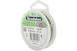 Beadalon 7 Strand Stainless Steel Bead Stringing Wire, 0.015 in / 0.38 mm, Bright, 100 ft / 31 m