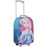 Disney Kids Rolling Luggage 16×11 in, 16‑L Carry‑On Suitcase with Wheels, Foldable Lightweight Travel Bag, Gifts for Kids (Blue Elsa)