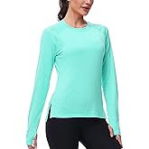 isnowood Women's Sun Protection Long Sleeve Shirts, UPF 50+ UV Rash Guard Swim Clothing, Workout Hiking Running Athletic Tops