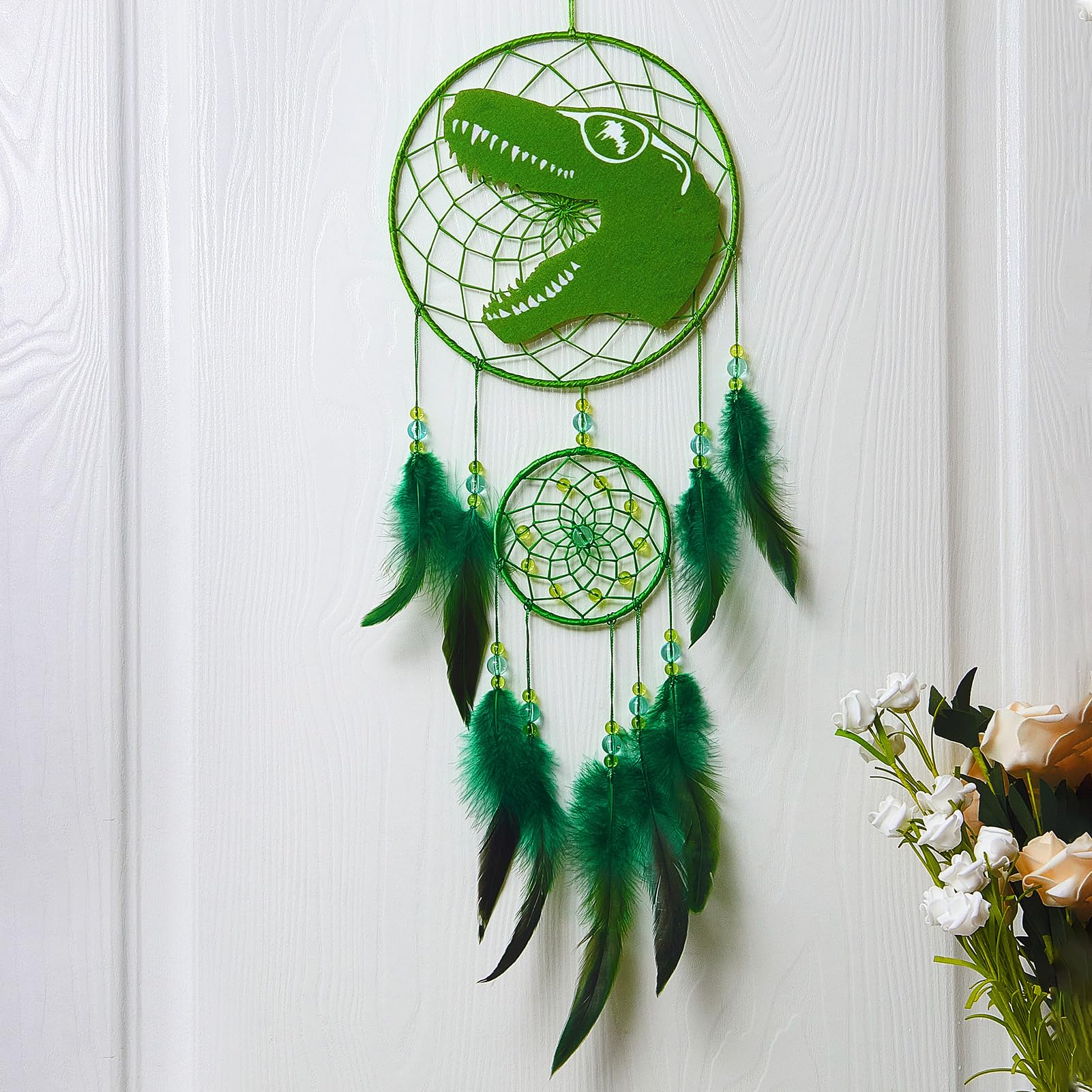 MHJY Dream Catcher for Kids, Cute Dreamcatchers with Dinosaur Purely Large Handmade Bedroom Accessories Party Decorations for Girls Boys Wall Hanging