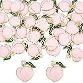 SUNNYCLUE 50Pcs Peach Enamel Charms Bulk for Jewelry Making - Pink Fruit Charms for Earrings, Necklace, Bracelets, Keychain, Phone Case Decor - DIY Craft Supplies for Adult Women