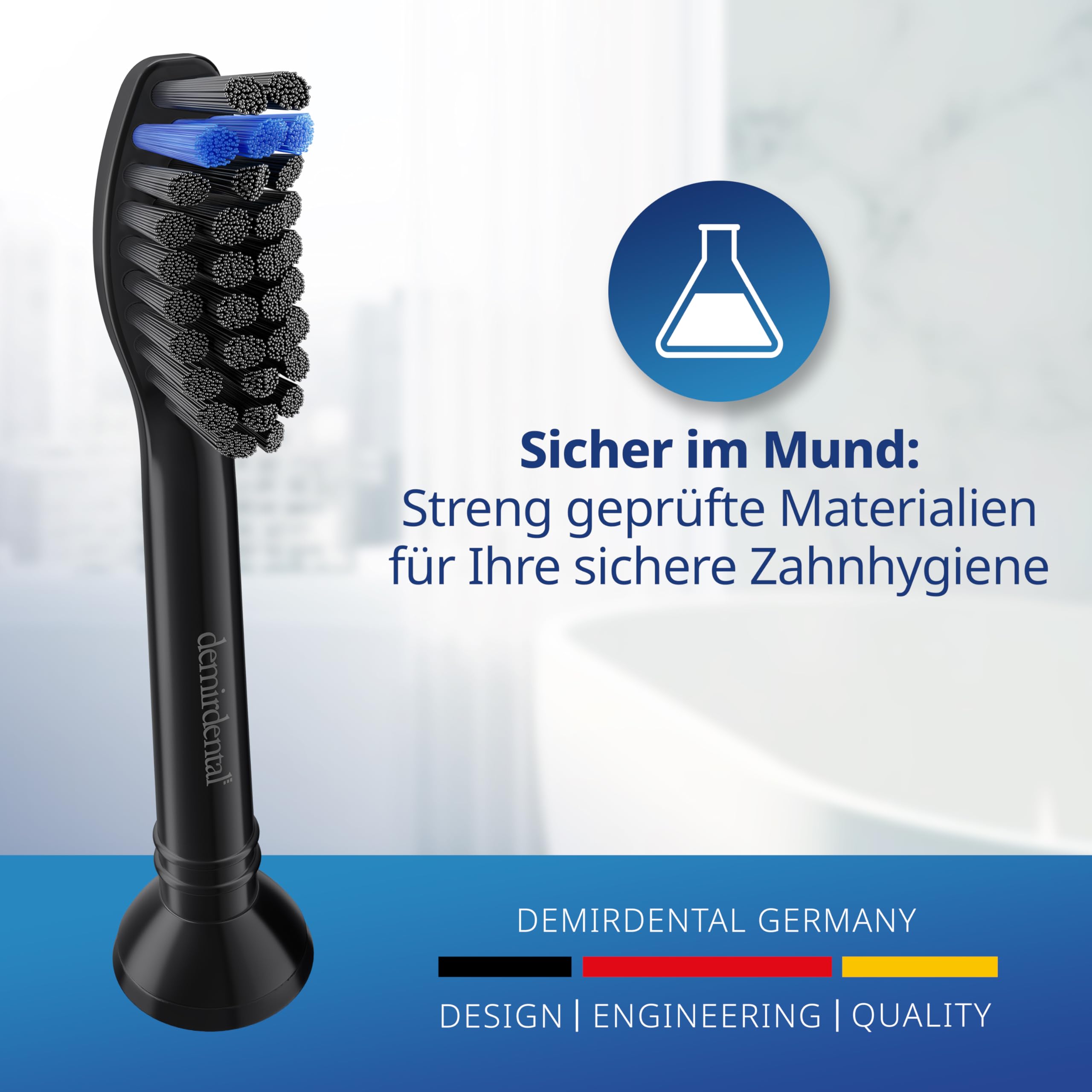 8er demirdental Ersatzbürsten passend für Philips Sonicare, Aktivkohle Aufsätze & Aufsteckbürsten, Medium Bürstenköpfe für natürliche Reinigung, Schwarz 4