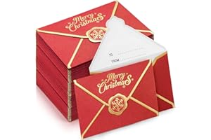 Kosiz 50 Pcs Merry Christmas Small Gift Card Envelopes Greeting Cards Envelopes Mini Business Sleeve Credit Card Envelope with Gold Border for Coins Xmas Holiday 2.7'' x 3.9''(Red)