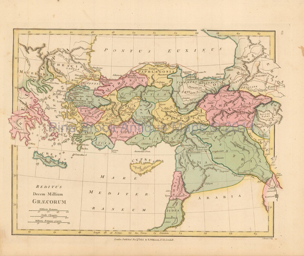 Ancient Greece Turkey Antique Map Wilkinson 1815 Original Home