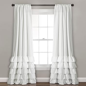 Amazon Com Lush Decor White Allison Ruffle Curtains Window Panel