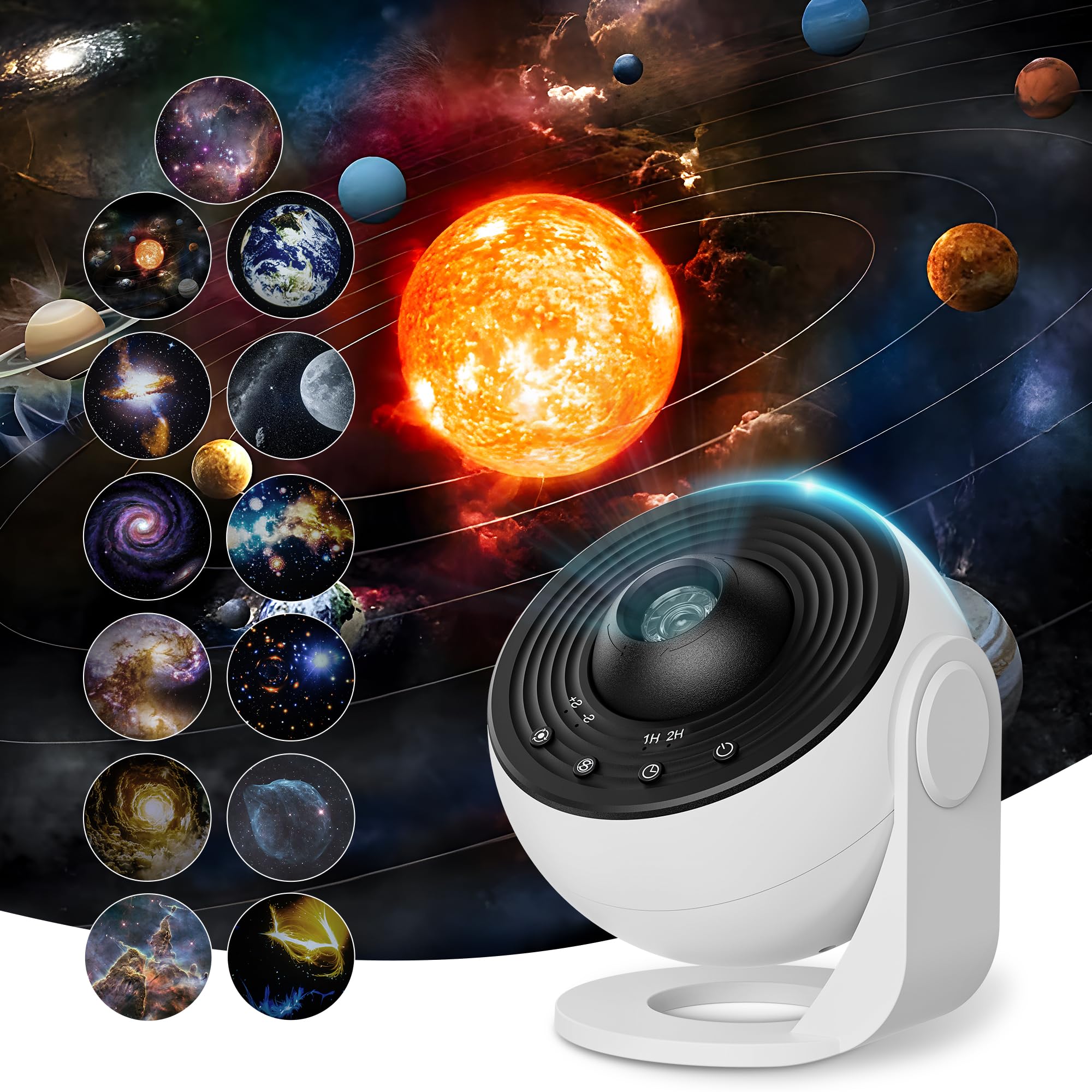 Photo 1 of Galaxy Projector Pro for Bedroom, 13 in 1 Planetarium Star Projector with Solar System & Constellation, Night Light for Ceiling - 360° Rotating with Timer, Adjustable Knob, Kids Adults Room Decor