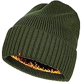 Plus Size Fleece Lined Beanie Hat - M/L/XL/XXL Merino Wool Beanie Hat for Men - Large Winter Hat Ski Skull Cap for Big Heads