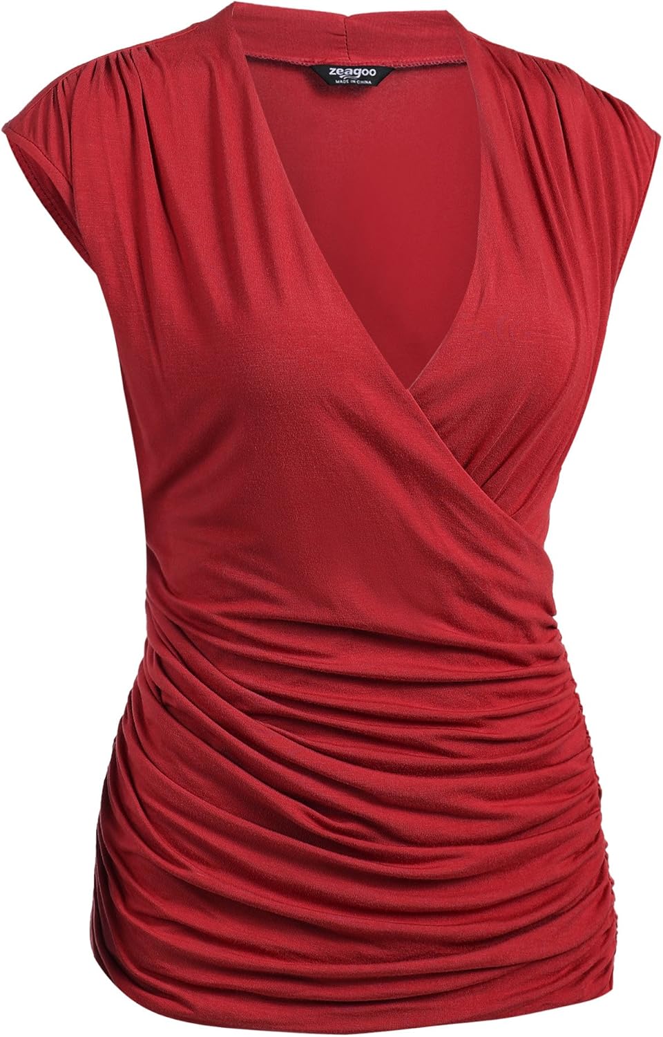 Zeagoo Women's Cross Wrap Top Sleeveless Summer Shirt Blouse Tunic Ruched Shirt Sexy Tank Tops at  Women’s Clothing store