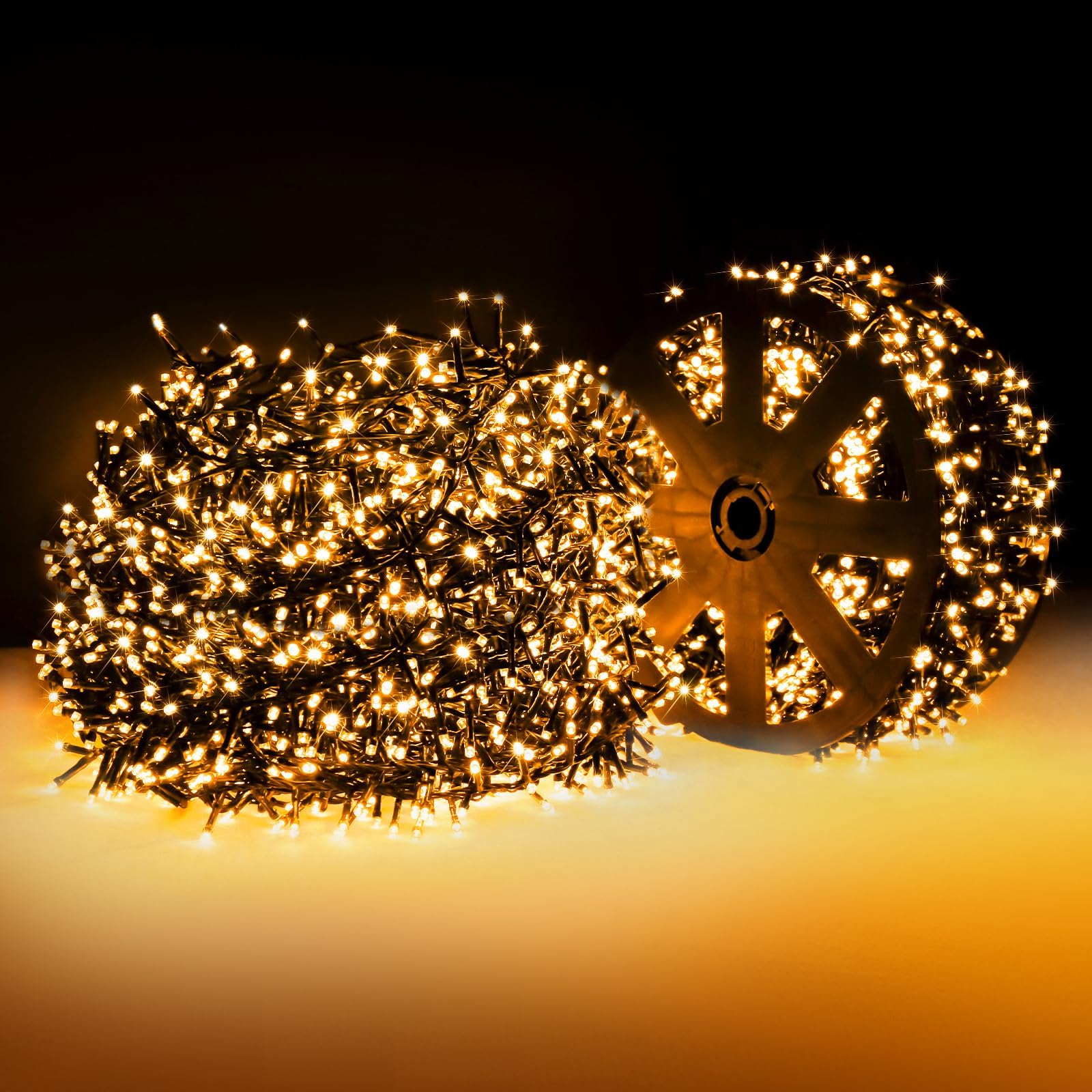 ELKTRY 50M 2000LED Outdoor Christmas Lights, Green Wire Christmas Tree Lights Mains Powered, Waterproof 8 Modes Ultra Bright String Lights for Xmas Tree Party Wedding Decoration, Warm White