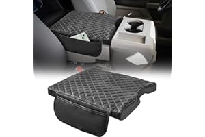 JOYTUTUS Center Console Cover Compatible with 2015-2025 Ford F150, 2017-2025 F250 F350 F450 with 40/20/40 Jump Seat, Leather Armrest Cover Center Console Cushion with Side Pockets (Jump Seat Only)