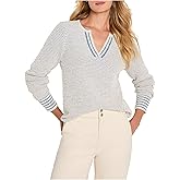 NIC+Zoe Womens Tuck Texture Split Neck Sweater