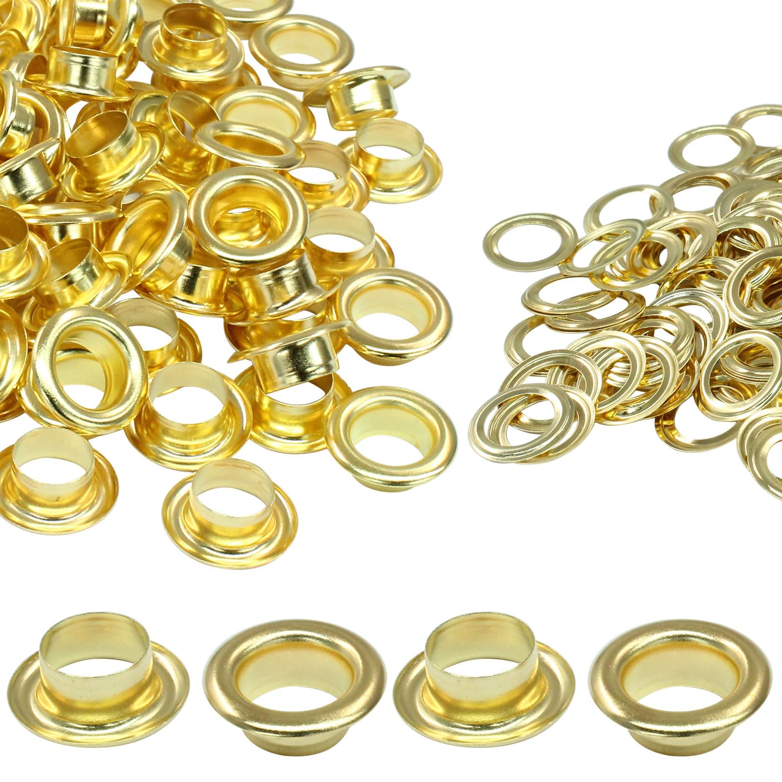 Photo 1 of Litoexpe 8MM Grommets Eyelets 200 Pcs, Self Backing Eyelets for Bead Cores, Clothes, Leather, Canvas (Gold)
