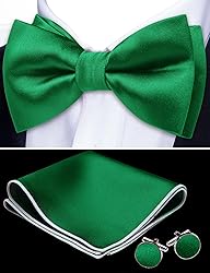 Barry.Wang Bright Green Bow Ties for Men Pre-tied
