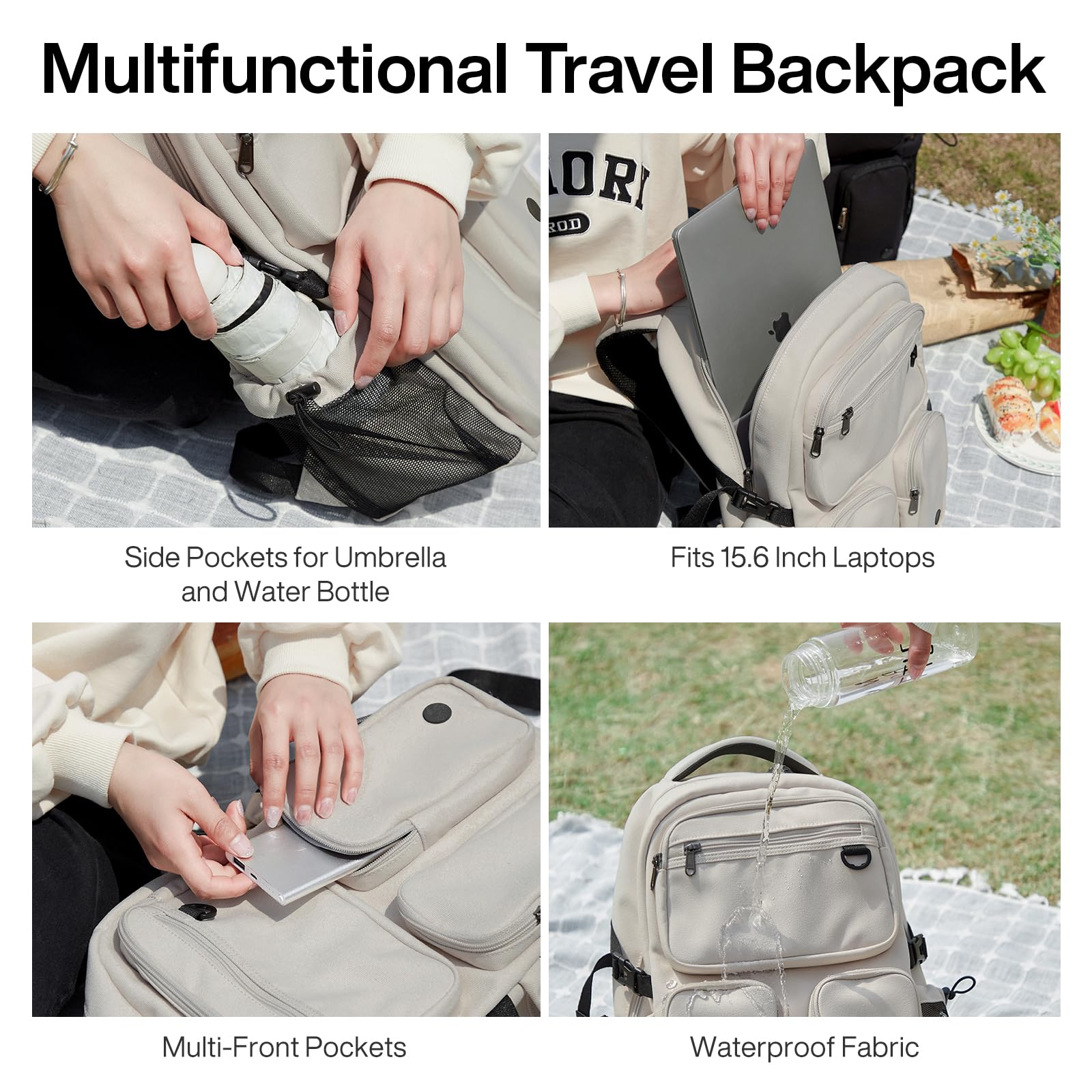 mixi Travel Laptop Backpack, Lightweight Durable School Bookbag Men Woman 15.6
