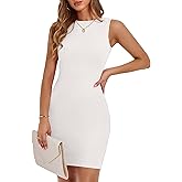 PRETTYGARDEN Spring Dresses for Women 2025 Sleeveless Bodycon Short Work Tank Dress Summer Casual Ribbed Mini Sundresses