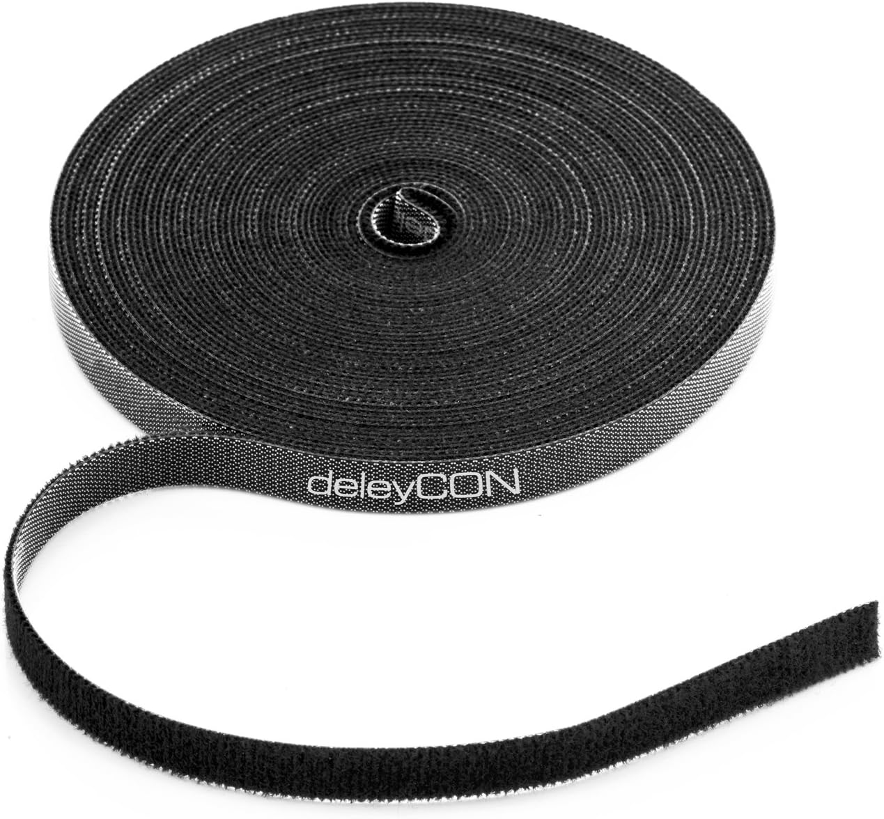 deleyCON 10m Klett Kabelbinder Klettband Klettbandrolle 10mm Breit Kabelmanagement Kabelorganizer Klettkabelbinder Klettverschluss zuschneidbar Schwarz