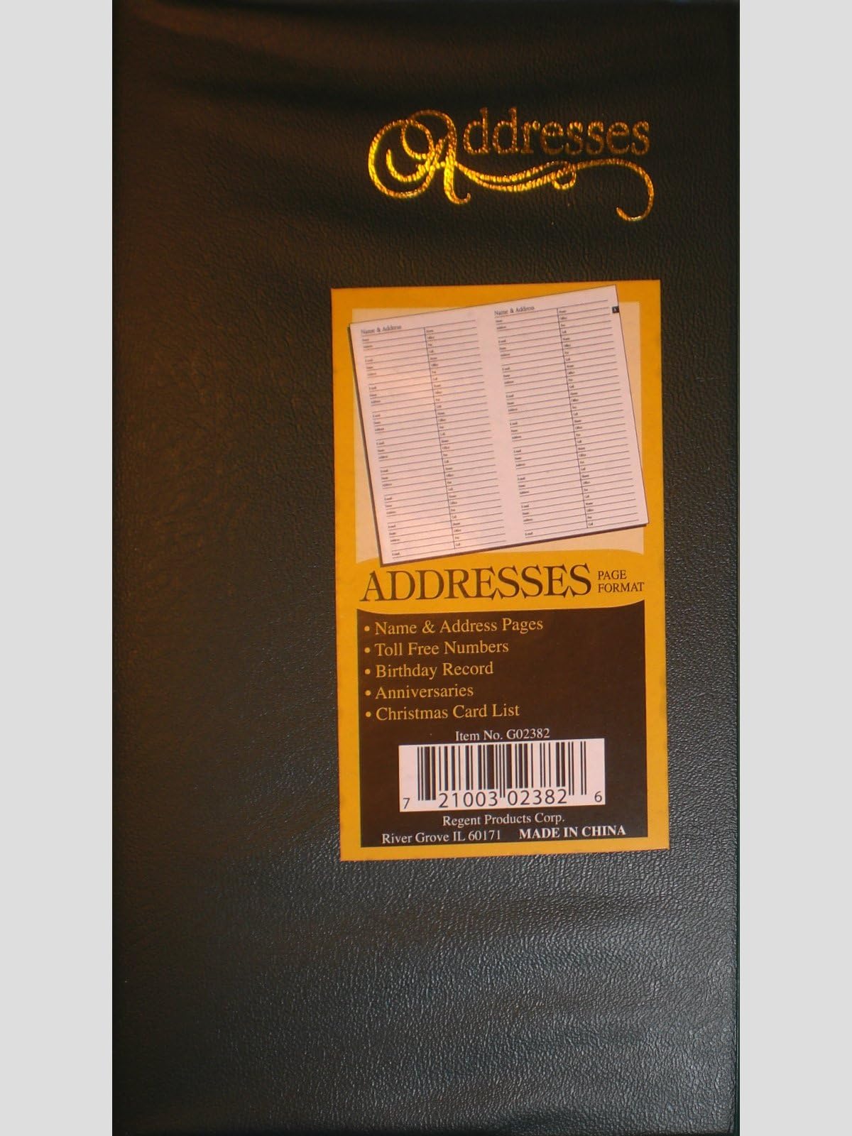 Dark Green Vinyl Address Book - 6-3/4" x 3-3/4"