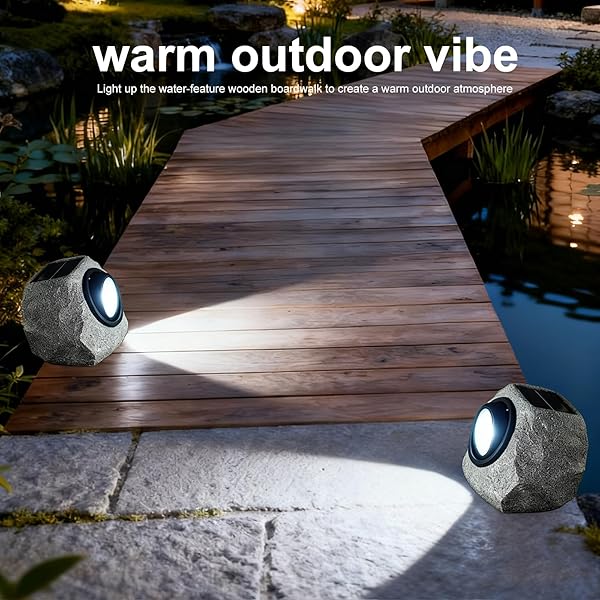 FASHIONODA 2 PACK SOLAR FAKE ROCK LIGHT OUTDOOR GARDEN DECORATIONS SPOT LIGHTS : LED LANDSCAPE LIGHTING FOR PATHWAY LAWN PATIO PORCH YARD WALKWAY