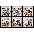 Stitch In Time Sewing Patchwork Panel Black, Fabric by the Yard