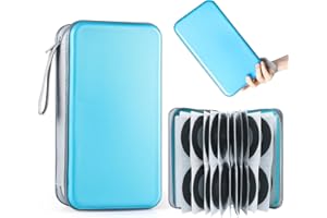 VKheroKV CD/DVD Case Holders Wallet Hard Plastic DVD Disc Cases Storage Binder for Home Office Travel, Store CDs, DVDs' Cases in One 96 Capacity Organizer (Sky Blue)