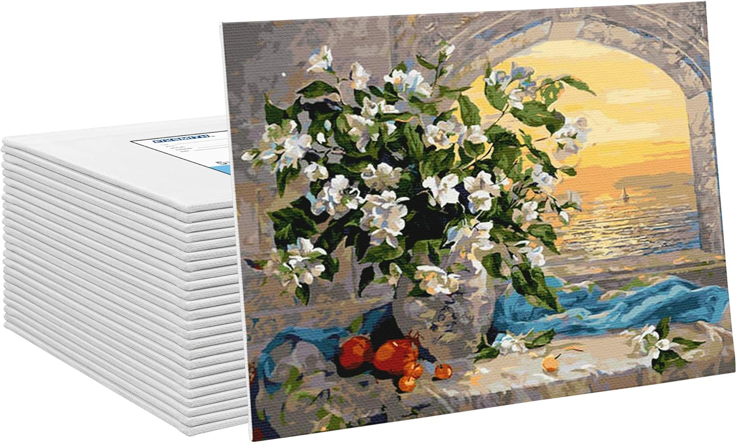 FIXSMITH Painting Canvas Panel Boards - 5x7 Inch Art Canvas, 24 Pack Mini Canvases, Primed Canvas Panels, 100% Cotton, Acid Free, Professional Quality Artist Canvas Board for Hobby Painters, Students & Kids