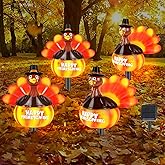 4-in-1 Thanksgiving Turkey Pumpkin Solar Lights Outdoor Decoration Fall Harvest Yard Stakes Autumn Decor Hand Painted Turkey Pumpkin Lights For Garden Lawn Pathway Walkway Driveway Patio Front Porch