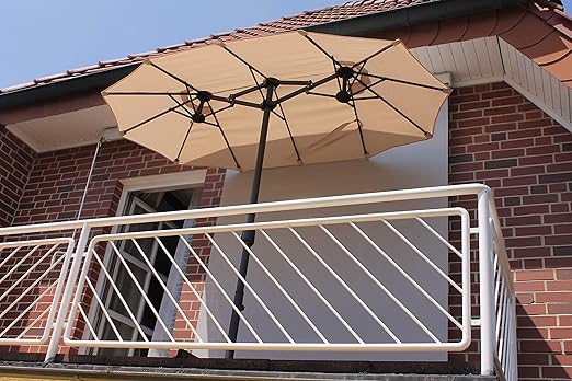Leco Balkon-Ovalschirm Natur Sonnenschirm ca. L 270 x B 150 x H 195 cm