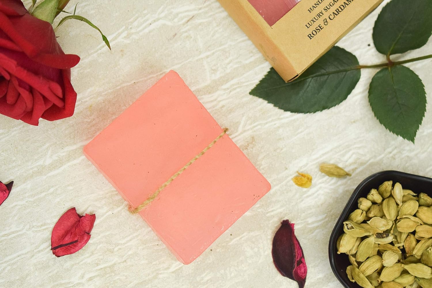 SVATV Soap Rose & Cardamom - Best Exfoliating Bar, Traditional Ayurvedic Herbal Soap For All Skin Type - 125 Grams - Image 3