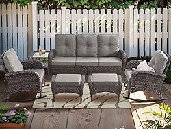 HUMMUH 6-Piece Outdoor Patio Furniture PE Wicker