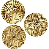 Briful 12" Gold Wall Décor Pack of 3 Metal Starbursts Radial Plate Wall Art Modern Accent Hanging Wall Decorations For Home O