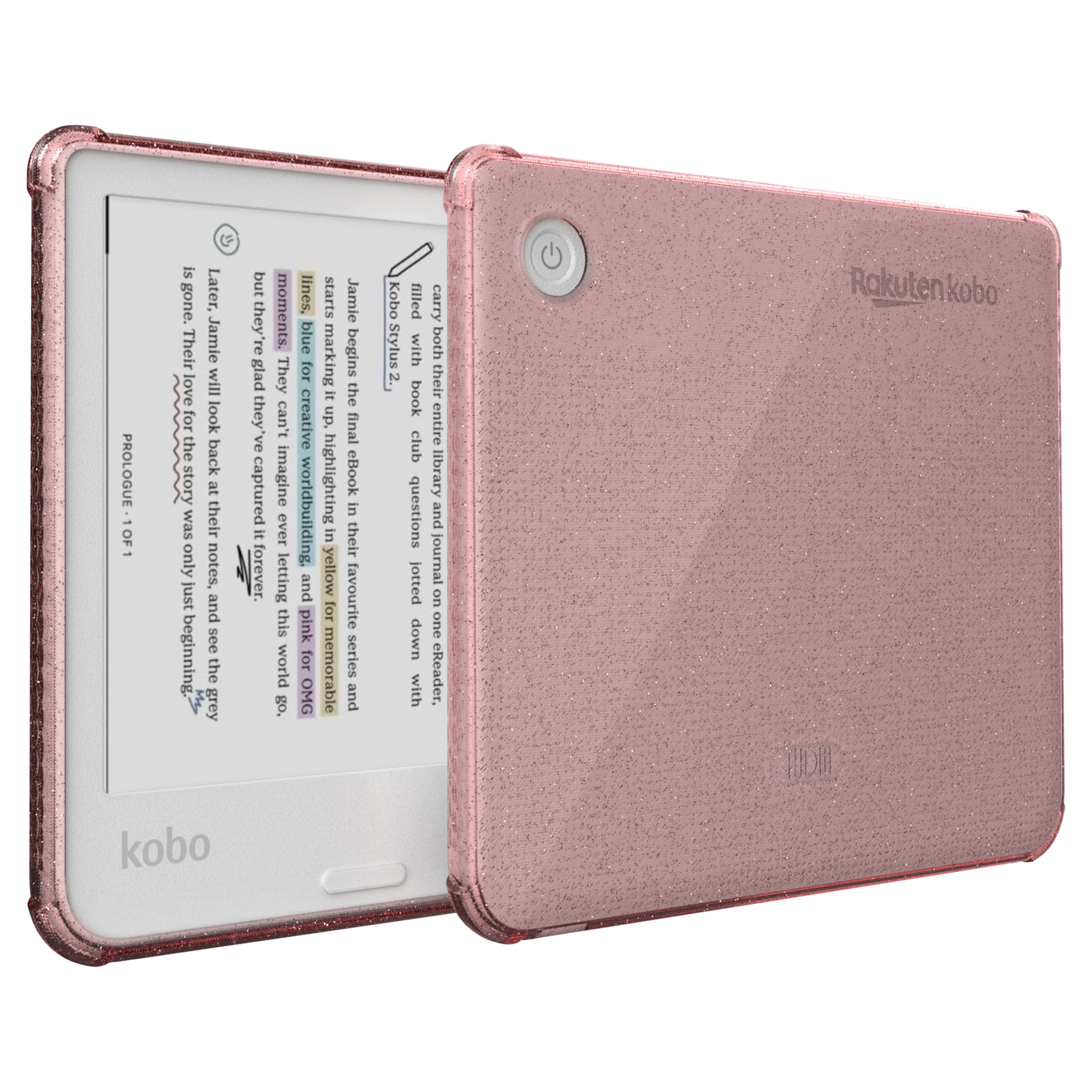 Photo 1 of TUDIA SKN Designed for Kobo Libra Colour Case (2024) Cover 7"– [Reinforced Corner] Shockproof Slim Anti-Yellowing Lightweight Clear Back Snug Fit TPU Bumper (Pink Glitter)