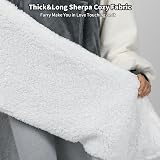 Winthome Hoodie Blanket Oversized Cozy With Large Pocket Grey Cream M view 3