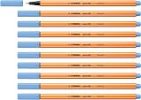 STABILO point 88 Fineliner Pack of 10 Ice Blue 0.4mm Hexagonal Tip