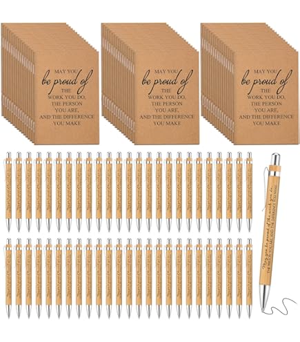 Yeaqee 72 Sets Employee Appreciation Gifts - Bamboo Pens With Inspirational Cards