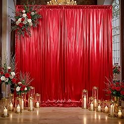 10x10ft Thick Red Glitter Backdrop Curtain Panels