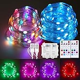 osteplus Fairy Lights Battery Operated String Lights Color Changing 2 Pack | 16.4FT Twinkle Lights with remote USB Plug or Battery Powered, Outdoor Christmas Decorations for Bedroom Wedding Party Indoor