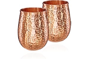 NKlaus Ayuverda 11262 Copper Cups Pure Copper Oval Moscow Mule 500 ml Pack of 2