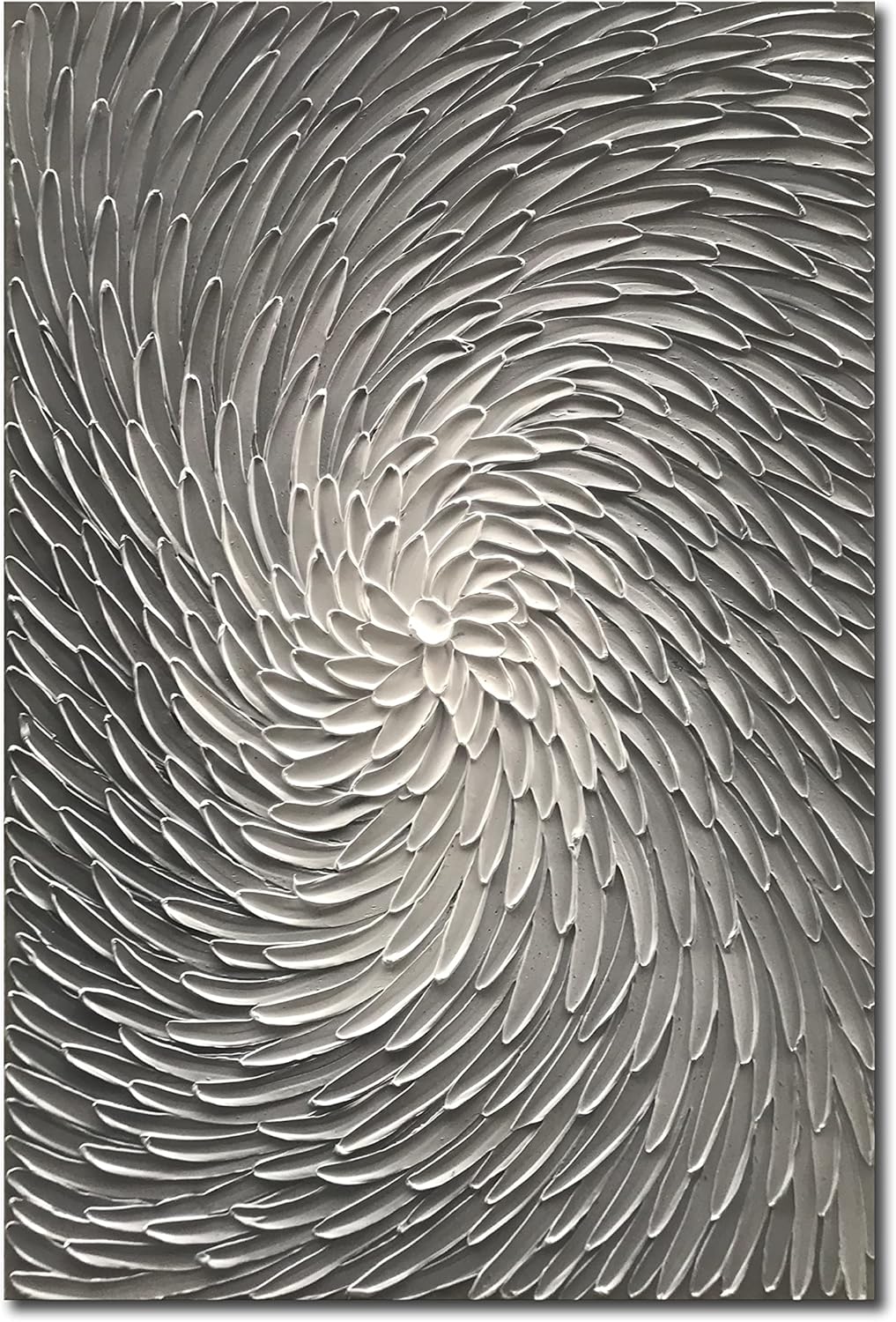 Paintings - Epicler Silver and White Textured Wall Art Hand-painted Modern Wall Decoration 3D Oil Painting Abstract Art Oil Painting Home Wall Decoration 36x24 inches