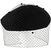 Danse Jupe Women Fall Winter Spring Warm Wool Blend Beret French Artist Painter Hat with Veil