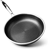 AROMA® 10-Inch Stainless Steel & Nonstick Ceramic Frying Pan with Honeycomb Surface Scratch Protection