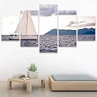 SIGNWIN 5 Panel Canvas Wall Art Modern Art Boat Expressive Multicolor Nautical Photography Transportation for Home Decorations Ready to Hang - 60