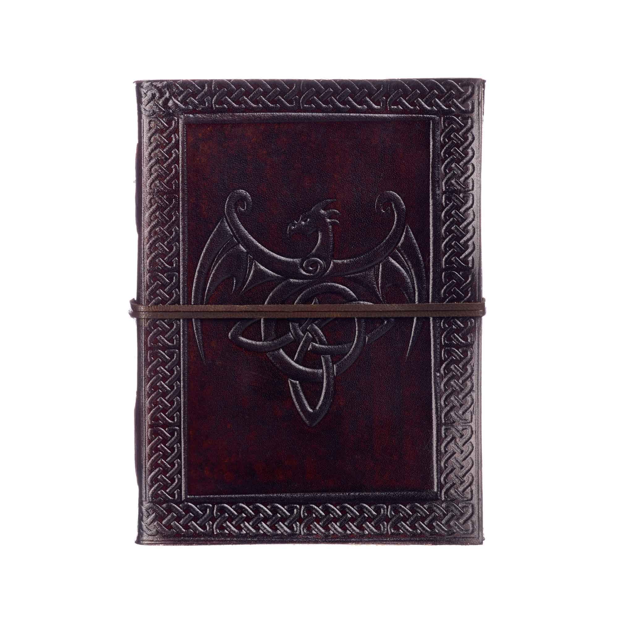 Paper High Celtic Winged Dragon Leather Journal | 13.5cm x 18.5cm | Handmade, Fair Trade & Eco Friendly Leather Bound Notebook Alternative For Men and Women