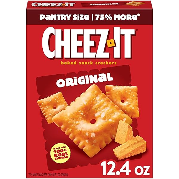 CHEEZ-IT CHEESE CRACKERS, BAKED SNACK CRACKERS, LUNCH SNACKS, ORIGINAL, 12.4OZ BOX (1 BOX)