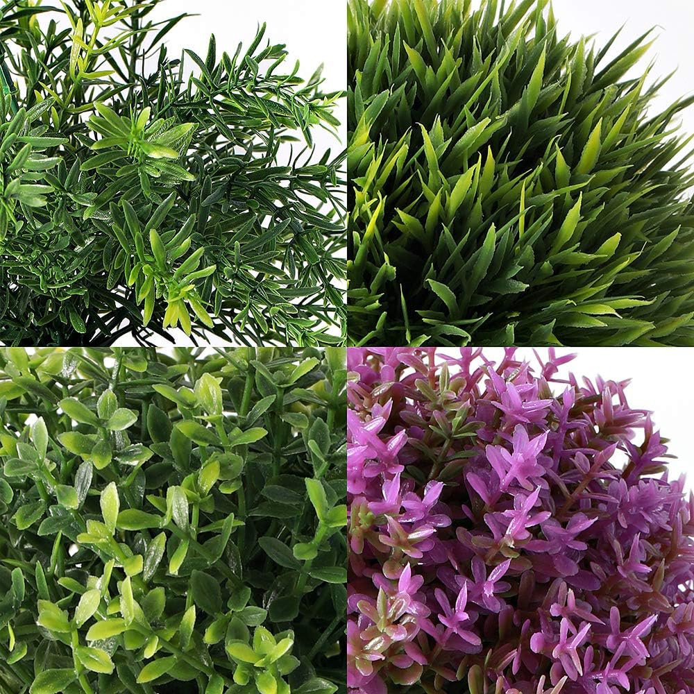 HC STAR Potted Artificial Pant Fake Green Grass with Pot Decorative Lifelike Set of 6 (High-Foot, Green-4 & Purple-2) -