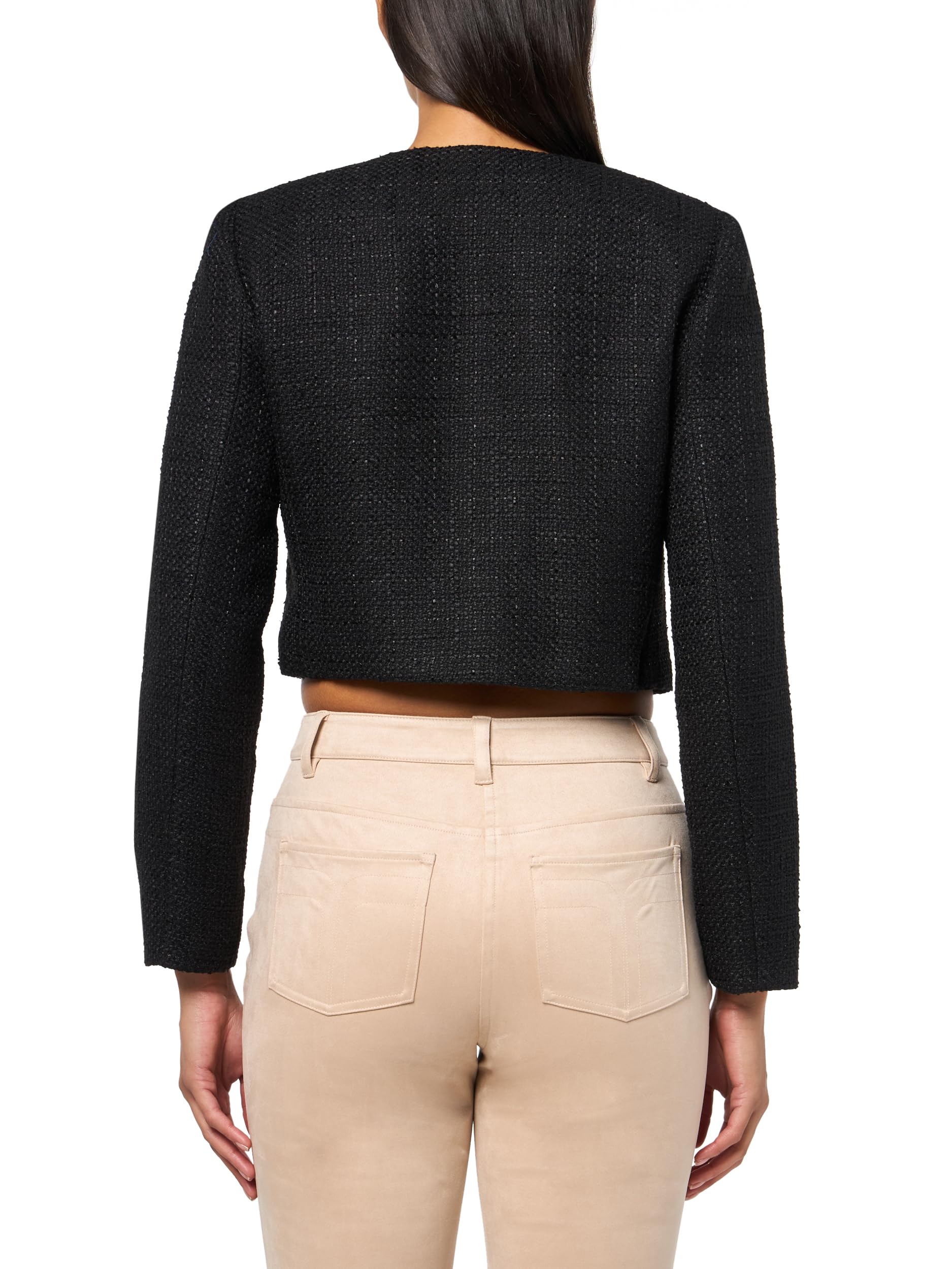 Condition photo showing New/Like New for derek lam 10 crosby juliette tweed jacket, black, 12