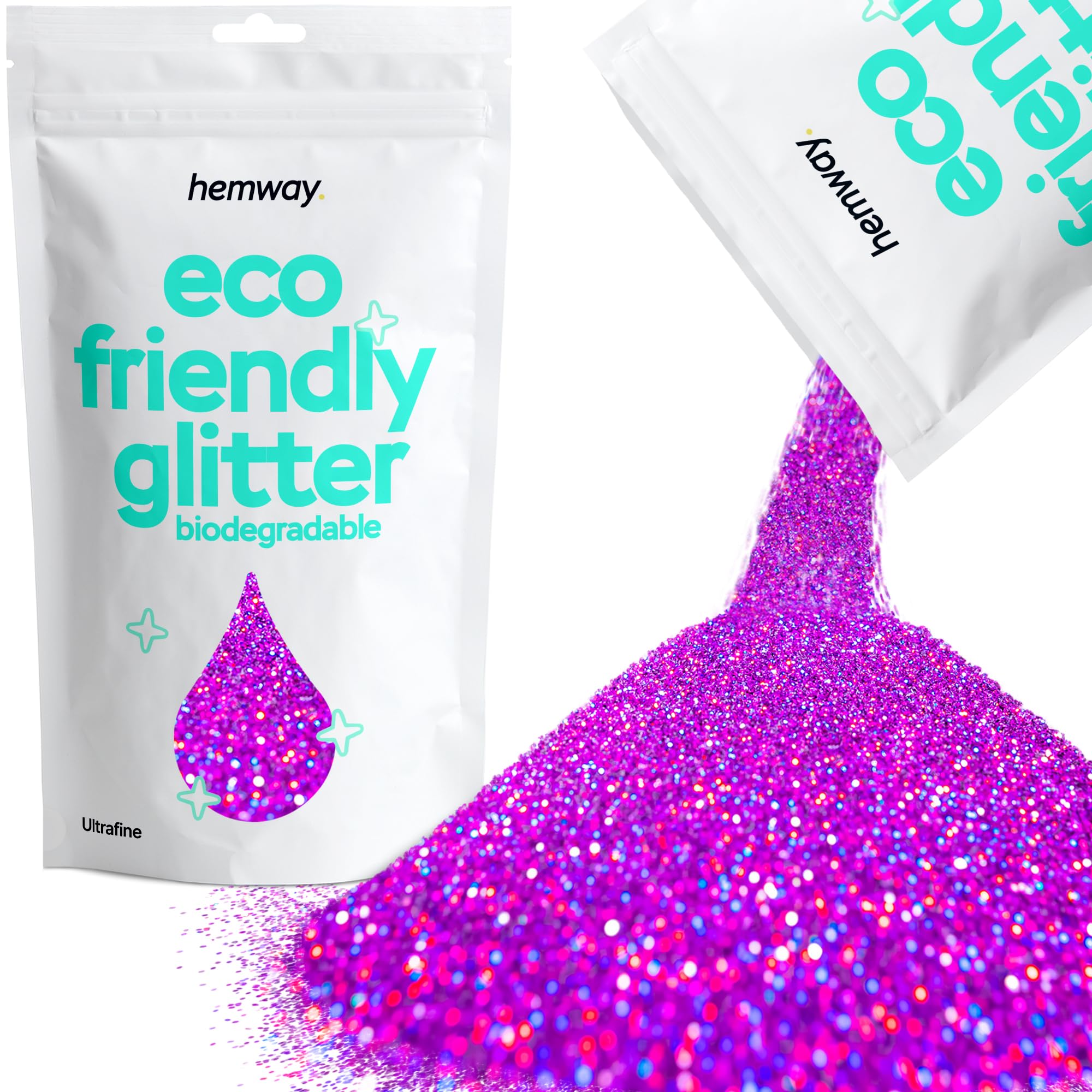 Eco Friendly Biodegradable Glitter | Purple Holographic - Ultrafine 100g, Plant Based, Biodegradable Glitter for Craft, Face, Hair, Nail, Body and Festival - Hemway