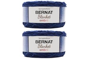 Bernat Blanket Ombre Navy Ombre Yarn - 2 Pack of 300g/10.5oz - Polyester - 6 Super Bulky - 220 Yards - Knitting/Crochet