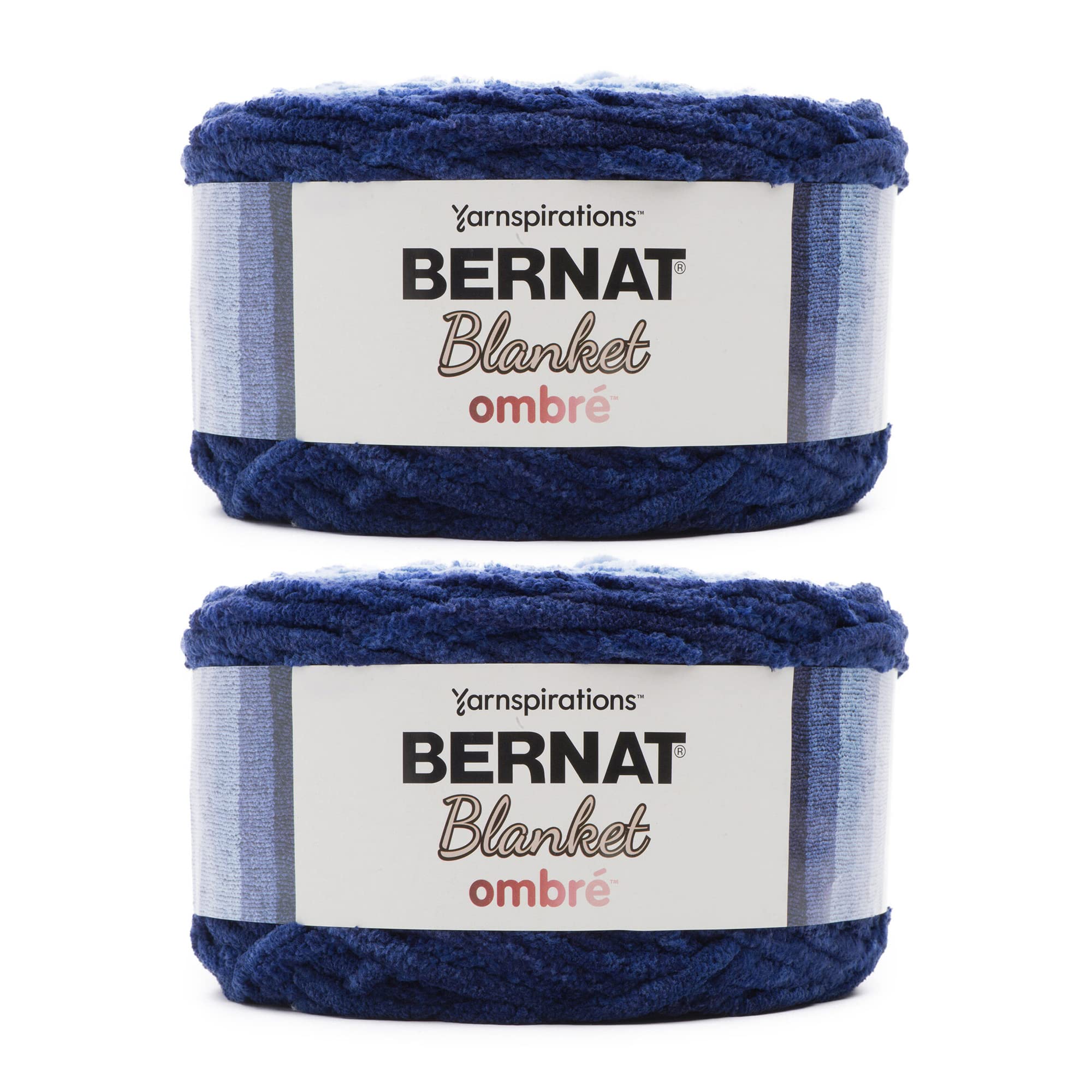 Bernat Blanket Ombre Navy Ombre Yarn - 2 Pack of 300g/10.5oz - Polyester - 6 Super Bulky - 220 Yards - Knitting, Crocheting & Crafts, Chunky Chenille Yarn